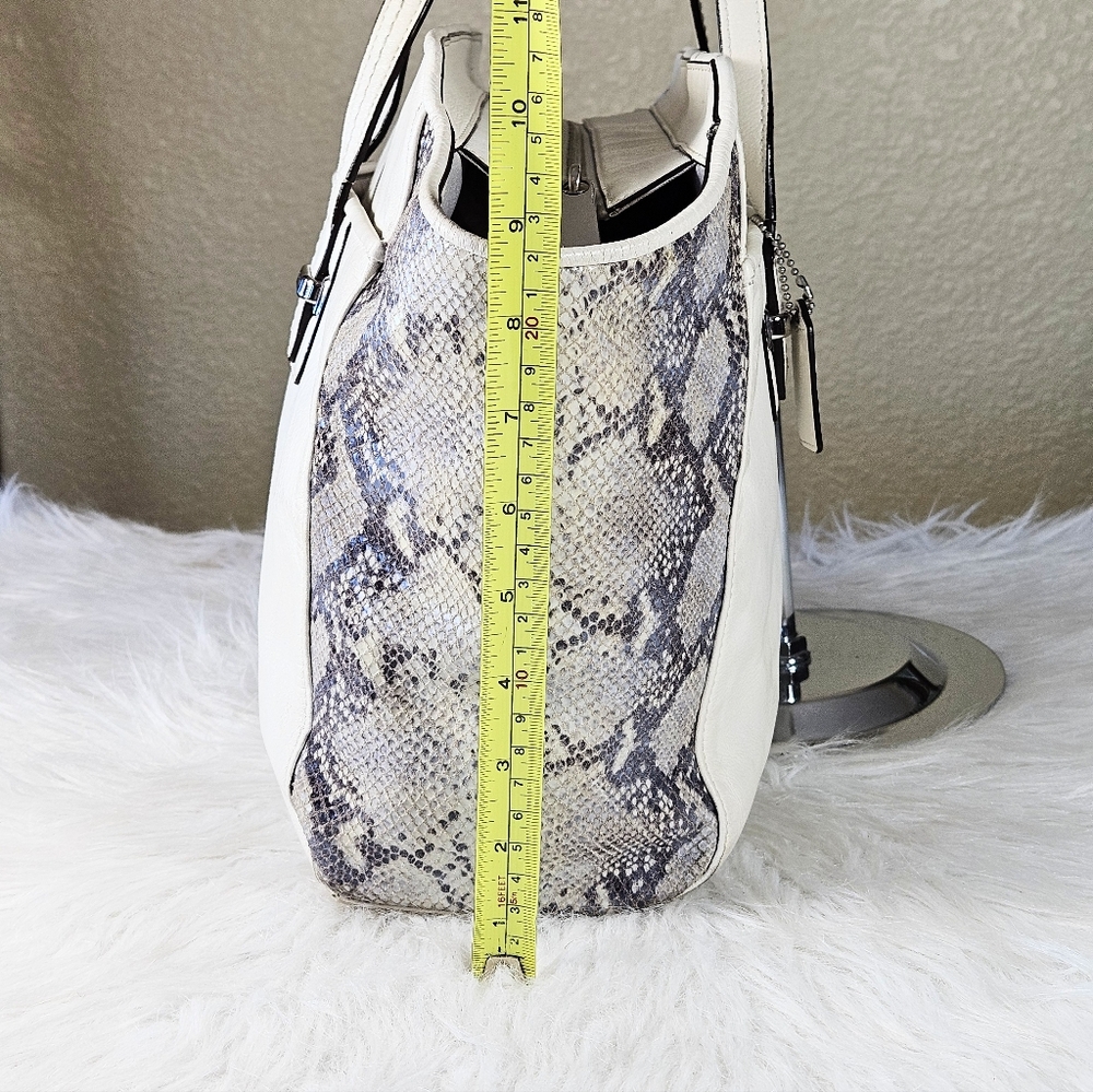 Coach Taylor Python Ivory Mixed Leather Shoulder … - image 3